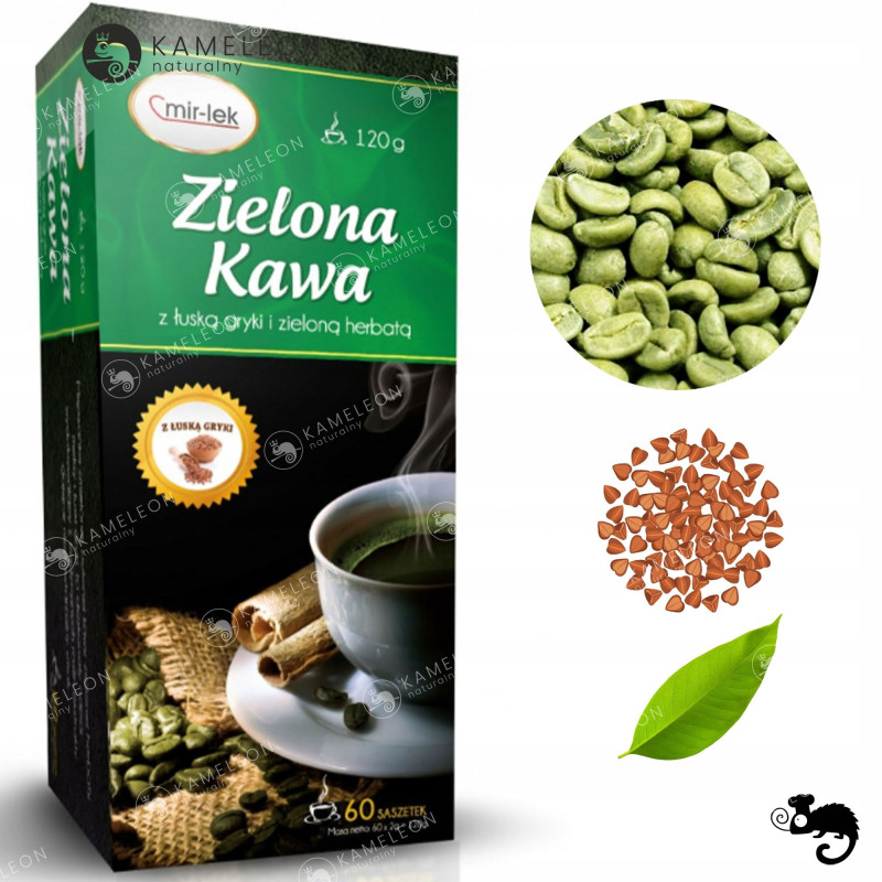 MIR-LEK ZIELONA KAWA z łuską gryki i zieloną herbatą 120G 60saszetek