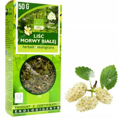 MORWA BIAŁA LIŚĆ MORWY BIAŁEJ eko 50g DARY NATURY wsparcie POZIOM CUKRU