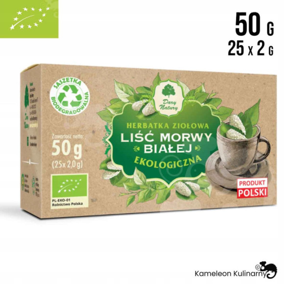MORWA BIAŁA liść MORWY BIAŁEJ herbatka 25 saszetek EKO 50g DARY NATURY MORWA BIAŁA liść MORWY BIAŁEJ herbatka 25 saszetek EKO 50g DARY NATURY
