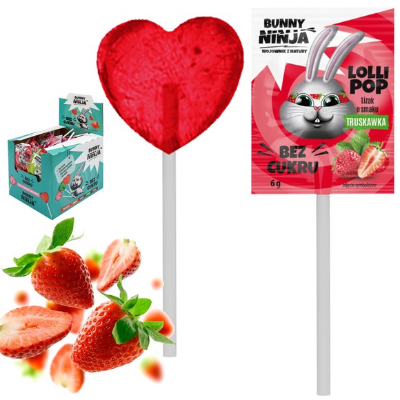 BUNNY NINJA LIZAK OWOCOWY SERCE bez cukru MIX SMAKÓW x25