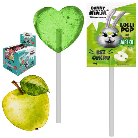 BUNNY LIZAK SERCE SERDUSZKO bez cukru MIX SMAKÓW 5szt.