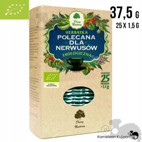 POLECANA DLA NERWUSÓW herbatka EKO mieszanka ziół 25saszetek DARY NATURY POLECANA DLA NERWUSÓW herbatka EKO mieszanka ziół 25saszetek DARY NATURY