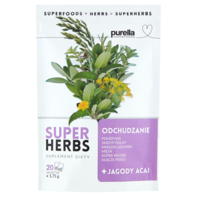 PURELLA SUPERHERBS herbata ODCHUDZANIE Pokrzywa Skrzyp Mniszek JAGODY ACAI