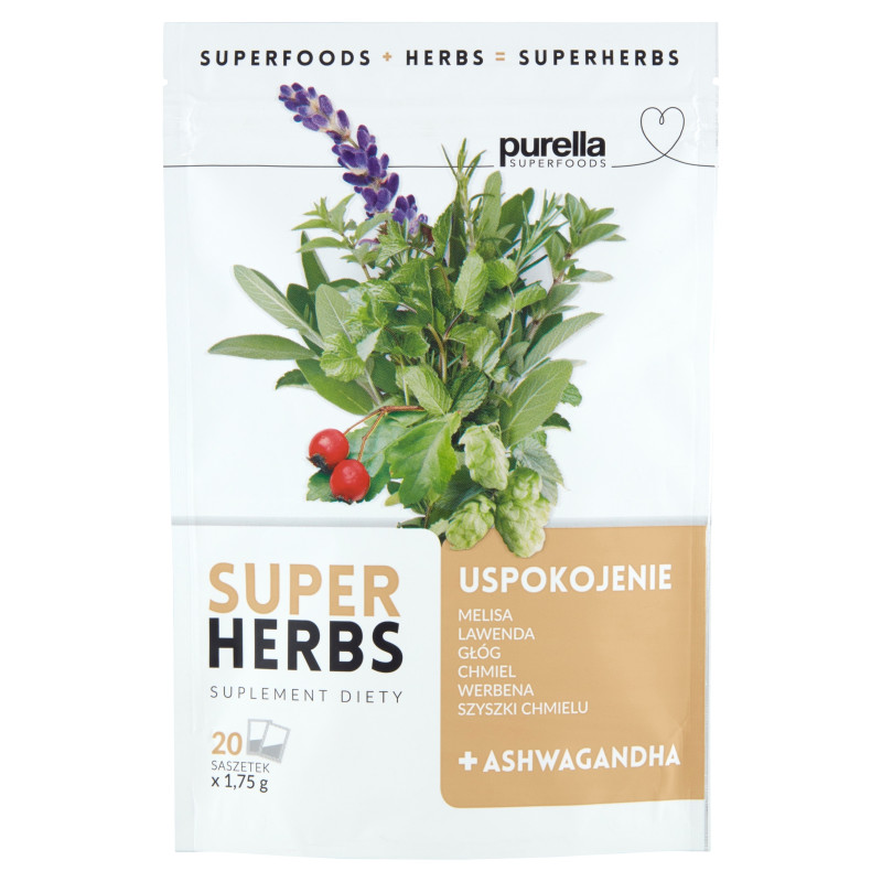 PURELLA SUPERHERBS herbata USPOKOJENIE Melisa Lawenda Chmiel + ASHWAGANDHA