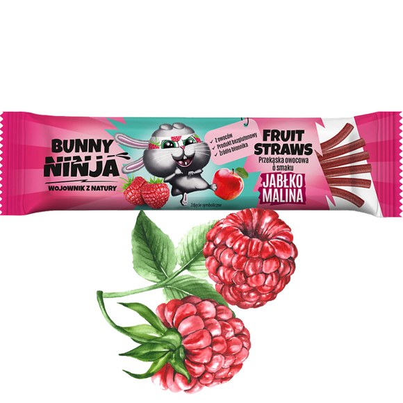 BUNNY NINJA przekąska owocowa LISTEK LISTKI FRUIT STRAWS