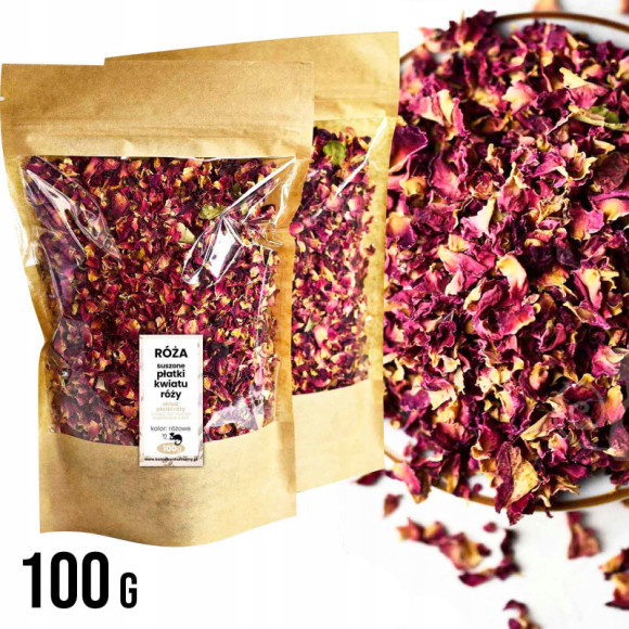 RÓŻA SUSZONE PŁATKI RÓŻY pachnące różowe róż 100g 0,1KG duże opakowanie! RÓŻA SUSZONE PŁATKI RÓŻY pachnące różowe róż 100g 0,1KG duże opakowanie!