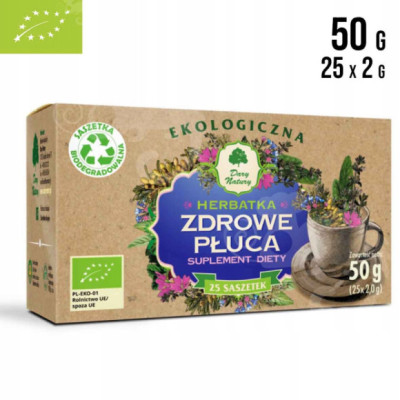 ZDROWE PŁUCA herbatka ziołowa SUPLEMENT diety EKO 50g 25x2 DARY NATURY