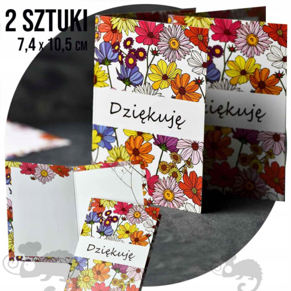 BILECIK DO PREZENTU Karnet kartka DZIĘKUJĘ 2szt BILECIK DO PREZENTU Karnet kartka DZIĘKUJĘ 2szt