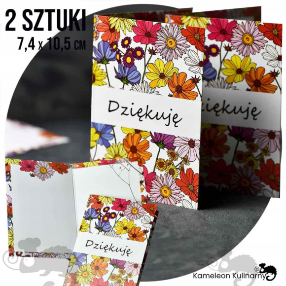 BILECIK DO PREZENTU Karnet kartka DZIĘKUJĘ 2szt BILECIK DO PREZENTU Karnet kartka DZIĘKUJĘ 2szt