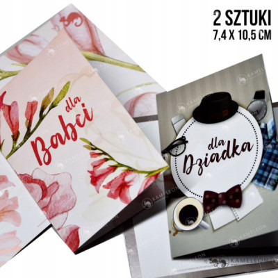 BILECIK KARNET ŻYCZENIA DZIEŃ BABCI i DZIADKA 2szt