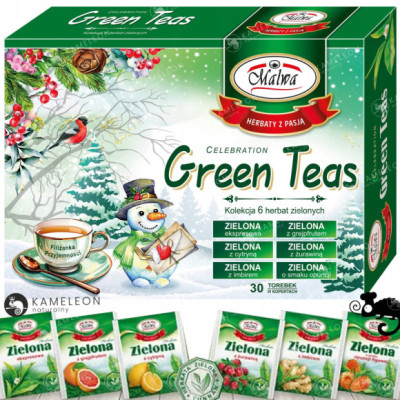 ZESTAW HERBAT ZIELONYCH smakowych MALWA GREEN TEAS