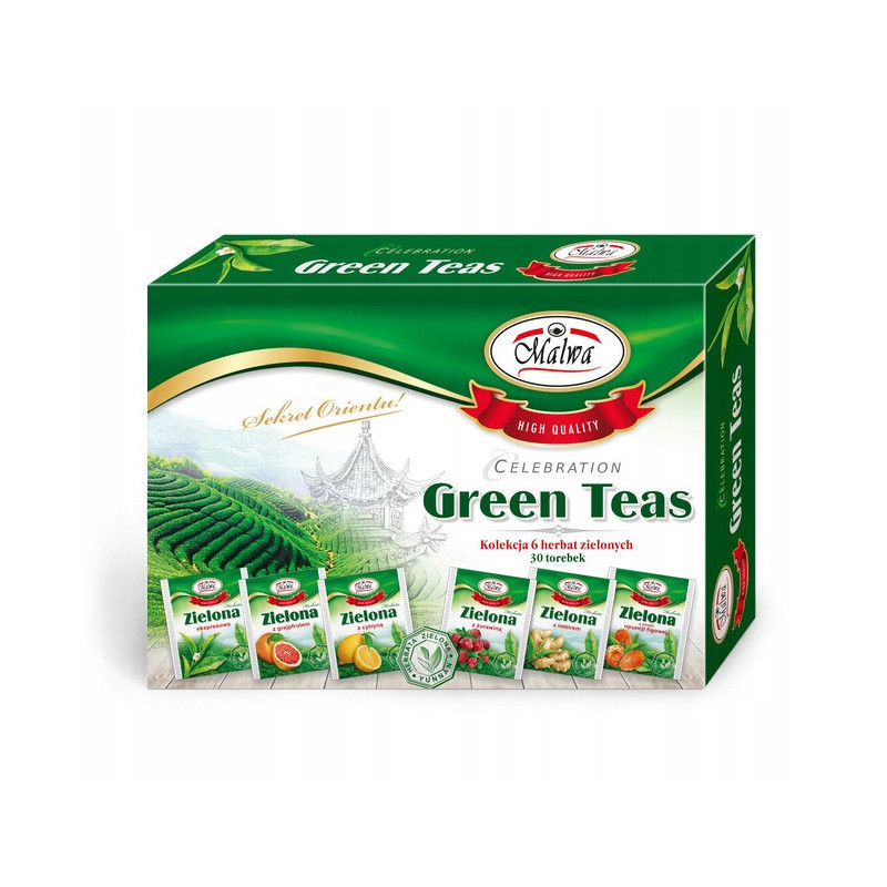 ZESTAW HERBAT ZIELONYCH smakowych MALWA GREEN TEAS