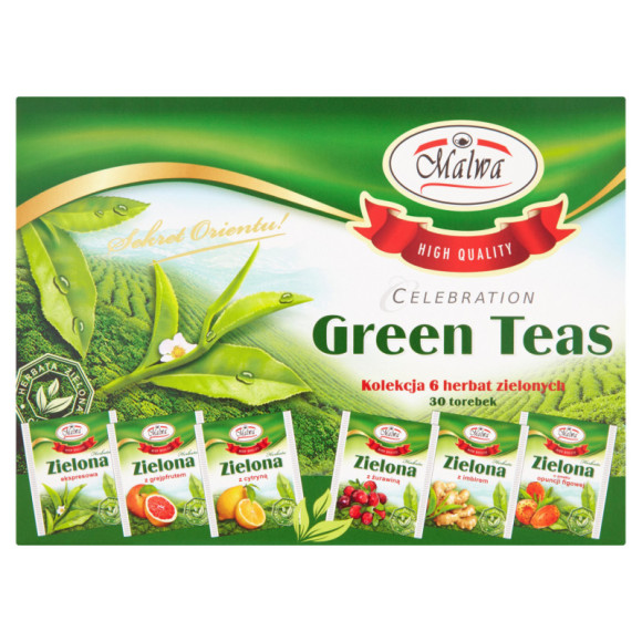 ZESTAW HERBAT ZIELONYCH smakowych MALWA GREEN TEAS ZESTAW HERBAT ZIELONYCH smakowych MALWA GREEN TEAS