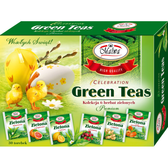 ZESTAW HERBAT ZIELONYCH smakowych MALWA GREEN TEAS ZESTAW HERBAT ZIELONYCH smakowych MALWA GREEN TEAS