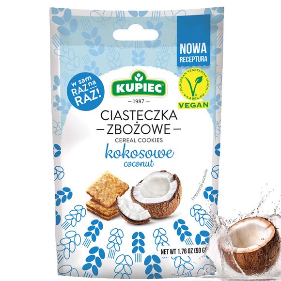 Kupiec CIASTECZKA ZBOŻOWE mix 3 Naturalne Kokosowe Z Maliną