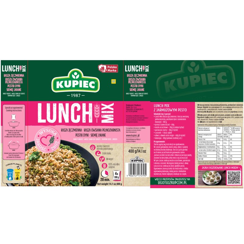 Kupiec LUNCH MIX zestaw mieszanka ziaren MIX 2 RODZAJÓW