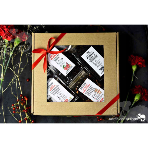 ZESTAW PREZENTOWY 4 herbaty CZARNE 200g +zaparzacz ZESTAW PREZENTOWY 4 herbaty CZARNE 200g +zaparzacz