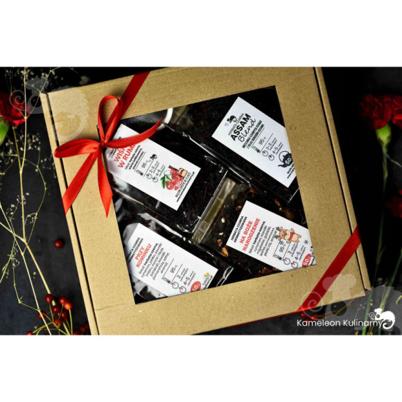 ZESTAW PREZENTOWY 4 herbaty CZARNE 200g +zaparzacz ZESTAW PREZENTOWY 4 herbaty CZARNE 200g +zaparzacz