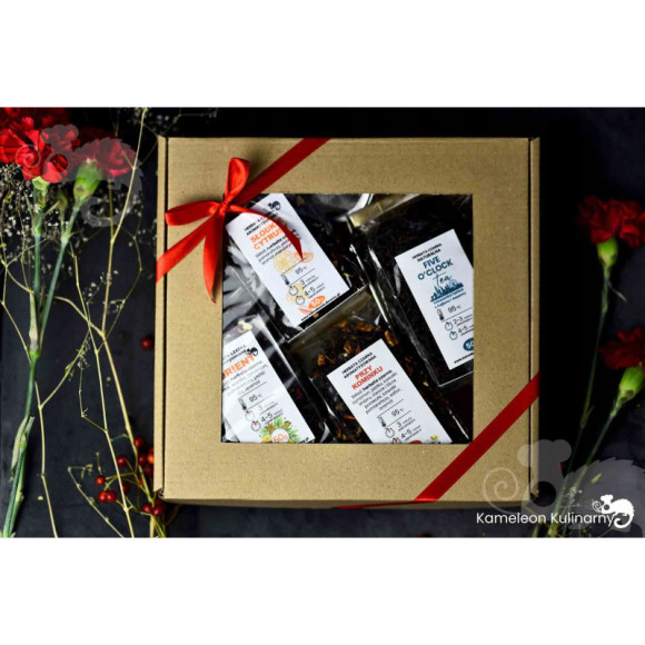 ZESTAW PREZENTOWY 4 herbaty CZARNE 200g +zaparzacz ZESTAW PREZENTOWY 4 herbaty CZARNE 200g +zaparzacz