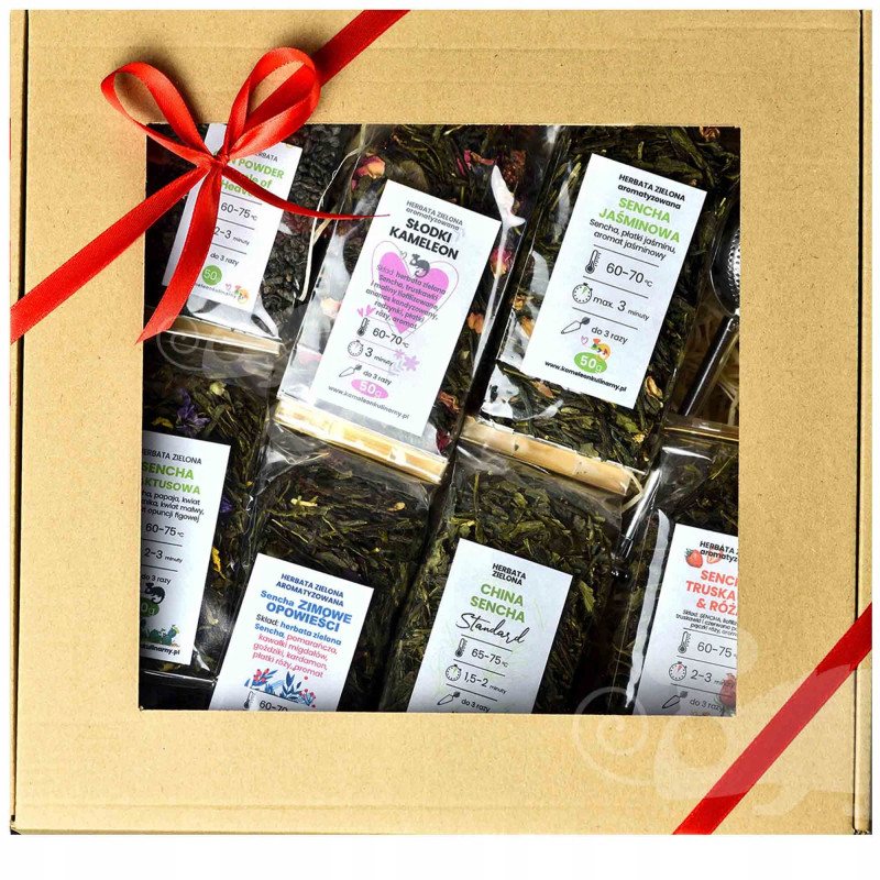 ZESTAW PREZENTOWY DUŻY 7 herbat 350g + zaparzacz