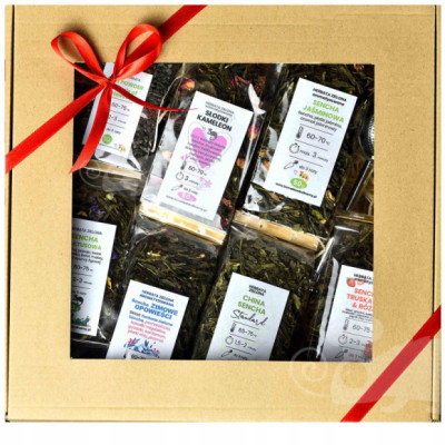 ZESTAW PREZENTOWY DUŻY 7 herbat 350g + zaparzacz