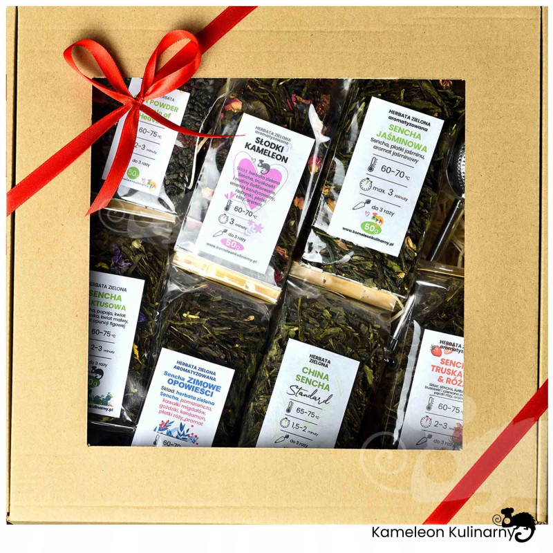 ZESTAW PREZENTOWY DUŻY 7 herbat 350g + zaparzacz