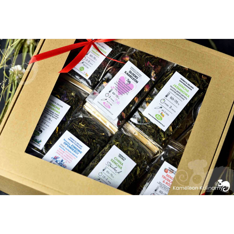 ZESTAW PREZENTOWY DUŻY 7 herbat 350g + zaparzacz