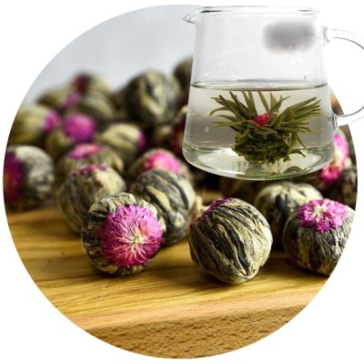 HERBATA KWITNĄCA BIAŁA I ZIELONA FLOWER LICHI BALL - MALINA