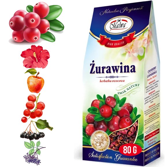 Malwa HERBATA HERBATKA OWOCOWA SUSZ: Żurawina Dzika róża