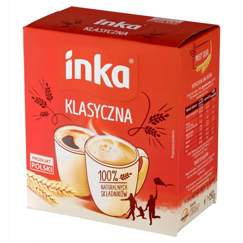 INKA KLASYCZNA Rozpuszczalna kawa zbożowa BEZ KOFEINY bekofeinowa 150g
