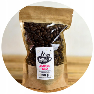 KAWA SMAKOWA ziarnista AMORE MIO 100g kokos malina