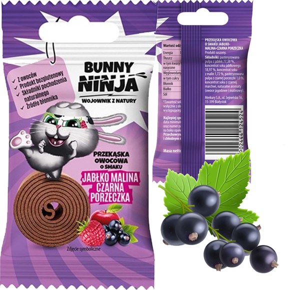 BUNNY NINJA przekąska owocowa MIX SMAKÓW MANGO TRUSKAWKA
