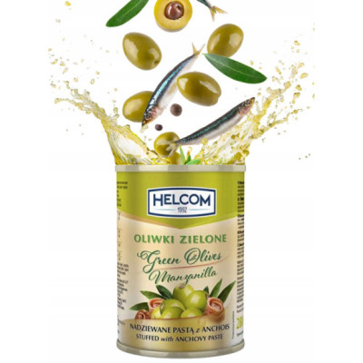 OLIWKI ZIELONE NADZIEWANE ANCHOIS 300ml puszka HELCOM