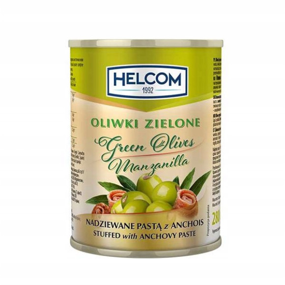 OLIWKI ZIELONE NADZIEWANE ANCHOIS 300ml puszka HELCOM OLIWKI ZIELONE NADZIEWANE ANCHOIS 300ml puszka HELCOM