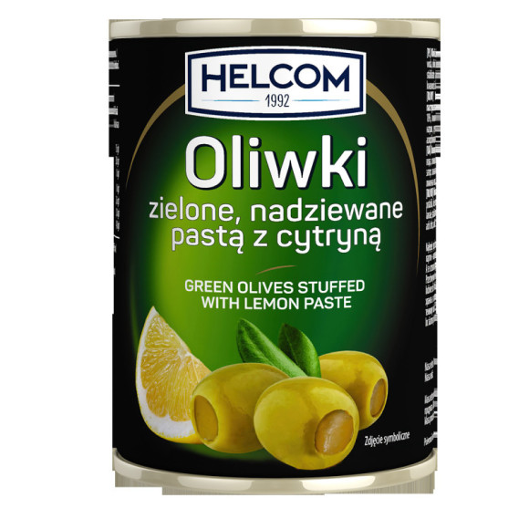 OLIWKI ZIELONE NADZIEWANE CYTRYNĄ 300ml puszka HELCOM OLIWKI ZIELONE NADZIEWANE CYTRYNĄ 300ml puszka HELCOM