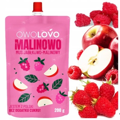 OWOLOVO MALINOWO mus owocowy JABŁKO MALINA bez dodatku
