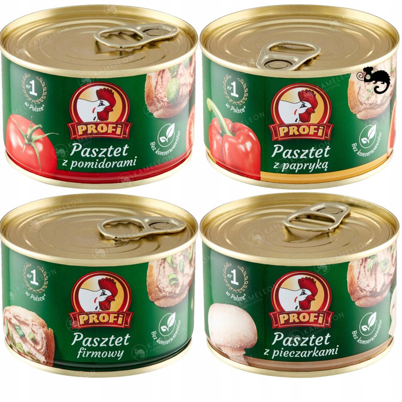 4x PASZTET WIEPRZOWO DROBIOWY mix 4 smaków W PUSZCE 160g x4 0,64KG PROFI