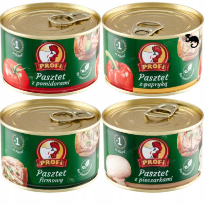 4x PASZTET WIEPRZOWO DROBIOWY mix 4 smaków W PUSZCE 160g x4 0,64KG PROFI