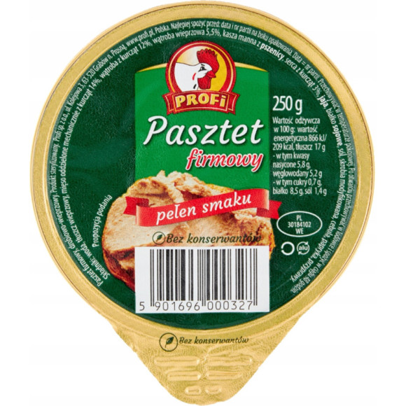 PASZTET DROBIOWO-WIEPRZOWY !! DUŻY !! MIX SMAKÓW 5szt x 250g 1,25KG Profi PASZTET DROBIOWO-WIEPRZOWY !! DUŻY !! MIX SMAKÓW 5szt x 250g 1,25KG Profi