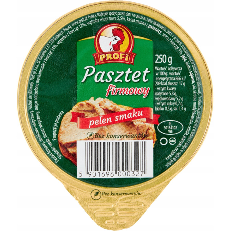 PASZTET DROBIOWO-WIEPRZOWY !! DUŻY !! MIX SMAKÓW 5szt x 250g 1,25KG Profi