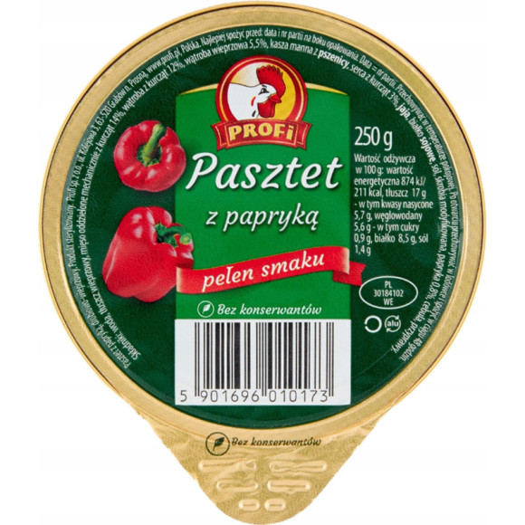 PASZTET DROBIOWO-WIEPRZOWY !! DUŻY !! MIX SMAKÓW 5szt x 250g 1,25KG Profi PASZTET DROBIOWO-WIEPRZOWY !! DUŻY !! MIX SMAKÓW 5szt x 250g 1,25KG Profi