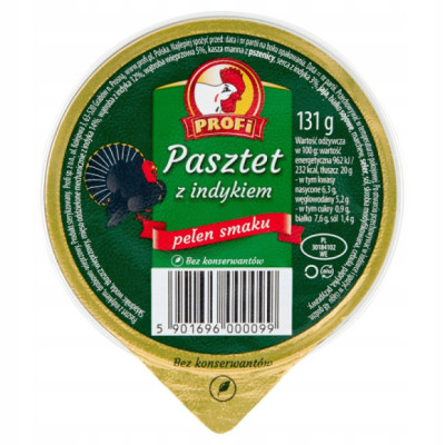 PASZTET DROBIOWO-WIEPRZOWY Z INDYKIEM bez konserwantów 131g Profi KOGUCIK