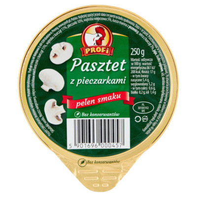 PASZTET DROBIOWO-WIEPRZOWY Z PIECZARKAMI bez konserwantów !DUŻY! 250g Profi