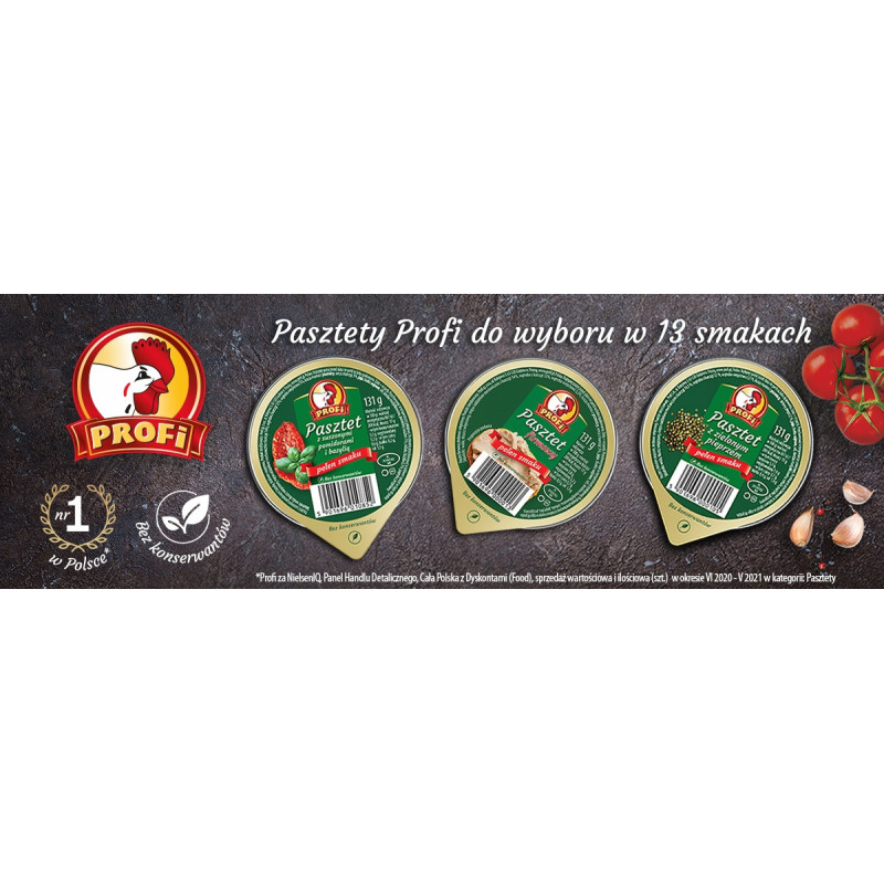 PASZTET DROBIOWO-WIEPRZOWY Z PIECZARKAMI bez konserwantów !DUŻY! 250g Profi