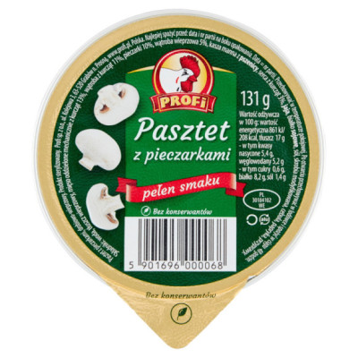 PASZTET DROBIOWO-WIEPRZOWY Z PIECZARKAMI bez konserwatów 131g Profi KOGUCIK