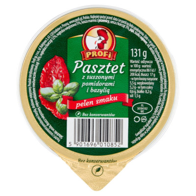 PASZTET DROBIOWO-WIEPRZOWY Z SUSZONYMI POMIDORAMI I BAZYLIĄ 131g Profi