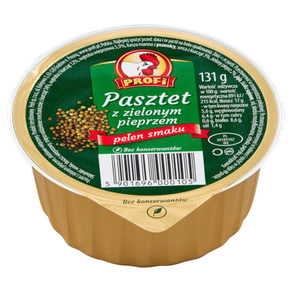 PASZTET DROBIOWO-WIEPRZOWY Z ZIELONYM PIEPRZEM 131g Profi Z KOGUCIKIEM PASZTET DROBIOWO-WIEPRZOWY Z ZIELONYM PIEPRZEM 131g Profi Z KOGUCIKIEM