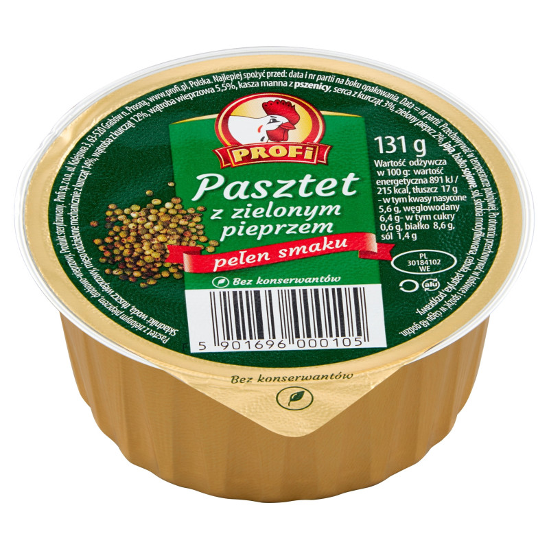 PASZTET DROBIOWO-WIEPRZOWY Z ZIELONYM PIEPRZEM 131g Profi Z KOGUCIKIEM