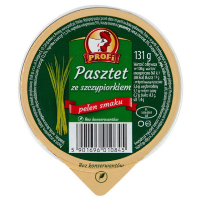 PASZTET DROBIOWO-WIEPRZOWY ZE SZCZYPIORKIEM bez konserwantów 131g Profi