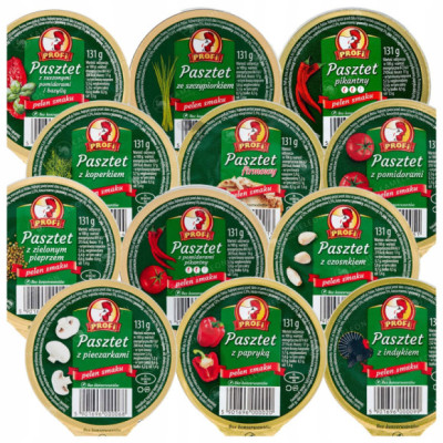 PASZTET DROBIOWO-WIEPRZOWY zestaw MIX RÓŻNYCH SMAKÓW 131g x12 1,57KG PROFI